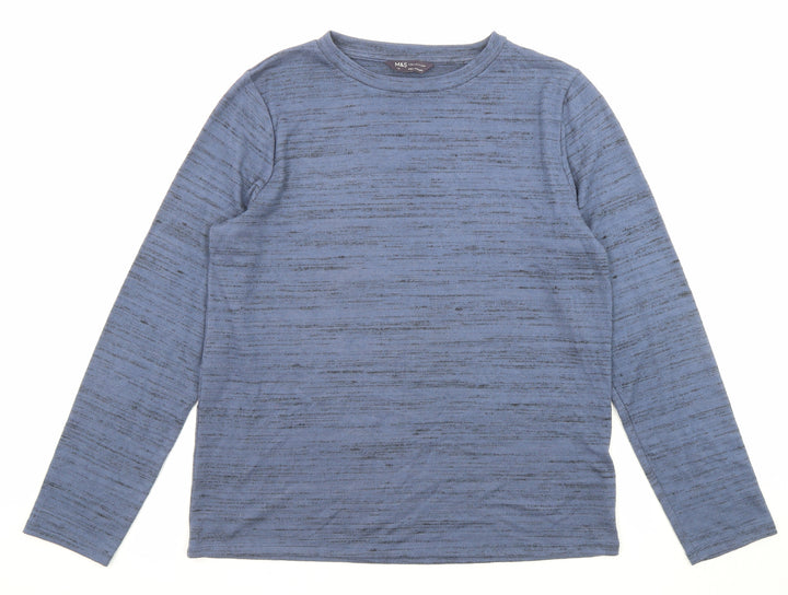 Marks and Spencer Womens Blue Boat Neck Polyester Pullover Jumper Size 14