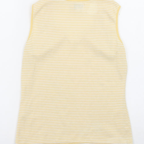 Bonmarché Womens Yellow Striped Polyester Basic T-Shirt Size S V-Neck