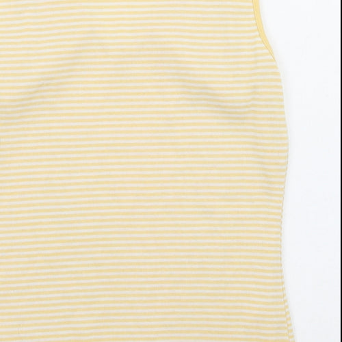 Bonmarché Womens Yellow Striped Polyester Basic T-Shirt Size S V-Neck