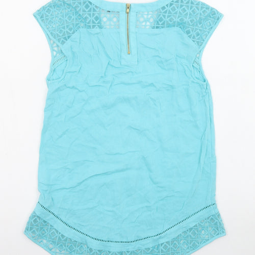 Warehouse Womens Blue Viscose Basic Blouse Size 10 V-Neck