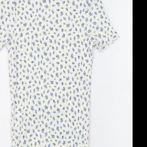 H&M Girls White Floral Cotton Maxi Size 12-13 Years Round Neck Pullover - Size 12-14 years