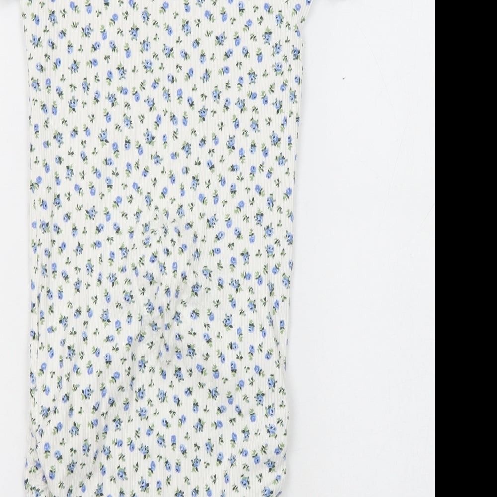 H&M Girls White Floral Cotton Maxi Size 12-13 Years Round Neck Pullover - Size 12-14 years