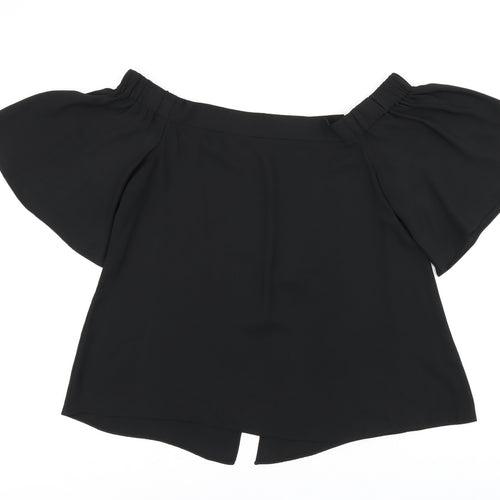 River Island Womens Black Polyester Basic Blouse Size 12 Square Neck