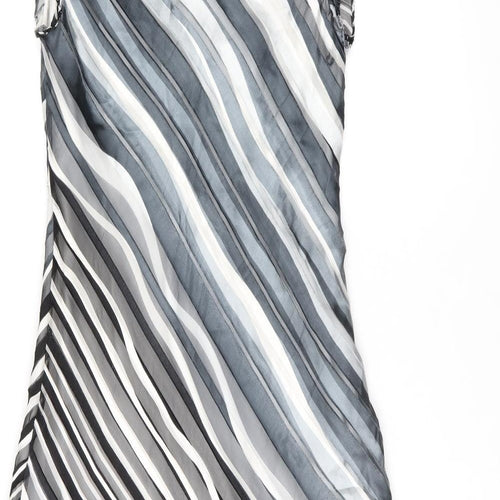 CC Womens Grey Striped Viscose Shift Size 10 V-Neck Pullover