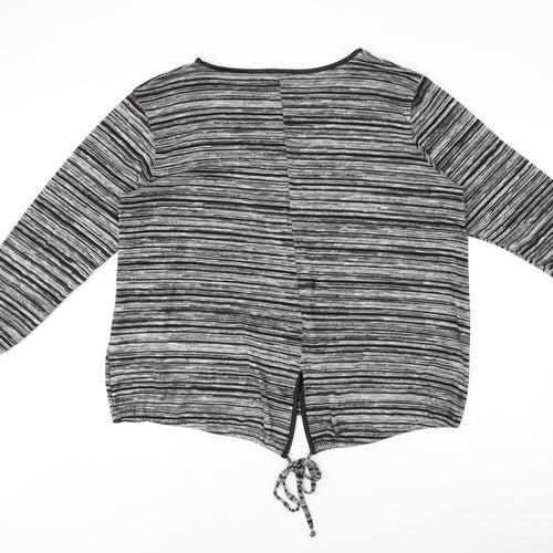 Daisy Eldridge Womens Grey Striped Polyester Jersey T-Shirt Size XL Round Neck