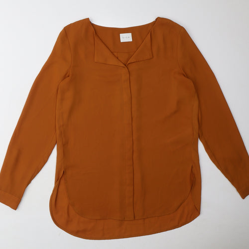 VILA Womens Orange Polyester Basic Blouse Size XS Collared