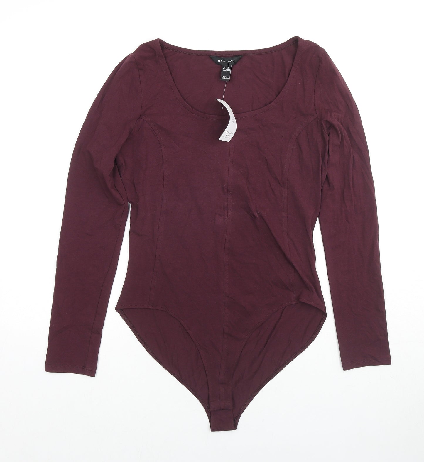 New Look Womens Red Cotton Bodysuit One-Piece Size 14 Snap