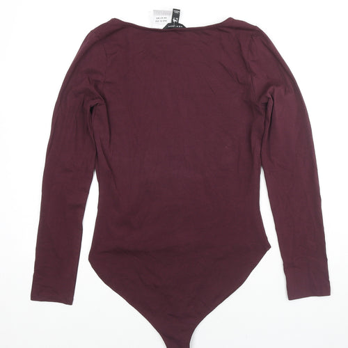New Look Womens Red Cotton Bodysuit One-Piece Size 14 Snap