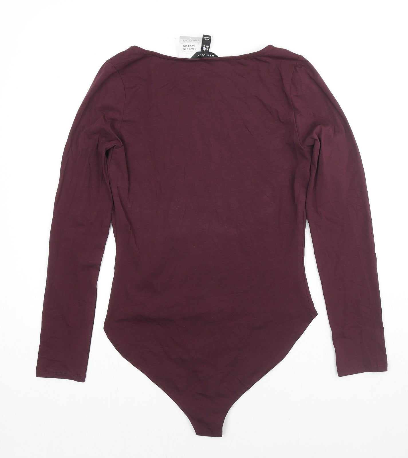 New Look Womens Red Cotton Bodysuit One-Piece Size 14 Snap