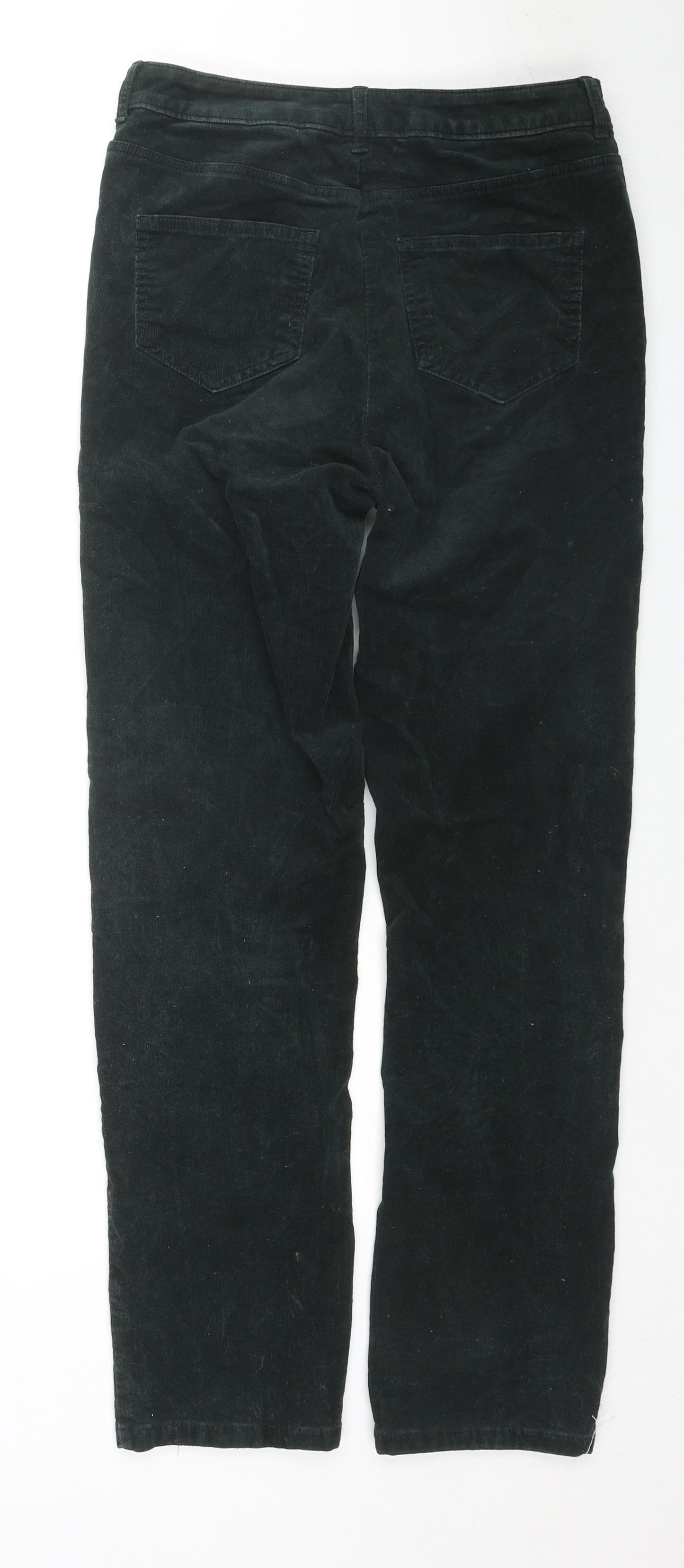 Marks and Spencer Womens Green Cotton Straight Jeans Size 10 L29 in Regular Zip
