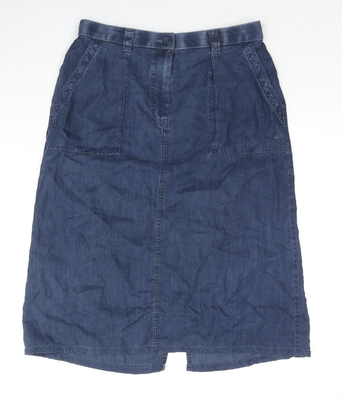 Marks and Spencer Womens Blue Lyocell A-Line Skirt Size 14 Zip