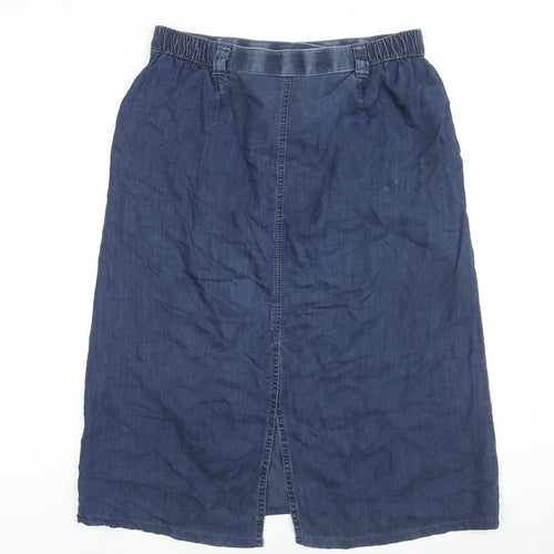 Marks and Spencer Womens Blue Lyocell A-Line Skirt Size 14 Zip