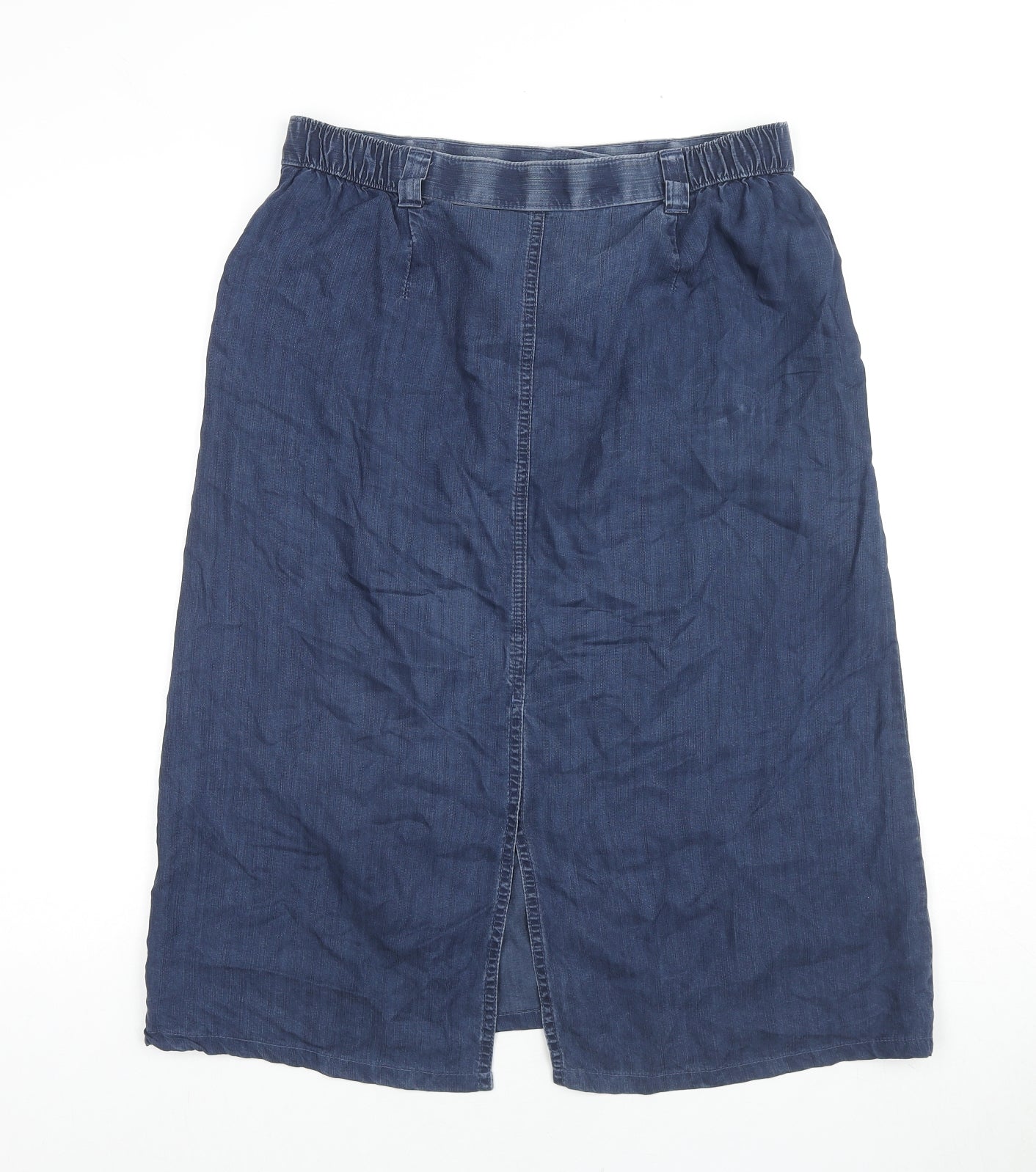 Marks and Spencer Womens Blue Lyocell A-Line Skirt Size 14 Zip
