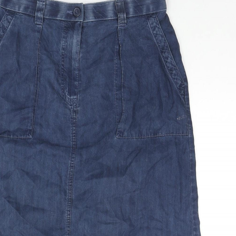 Marks and Spencer Womens Blue Lyocell A-Line Skirt Size 14 Zip