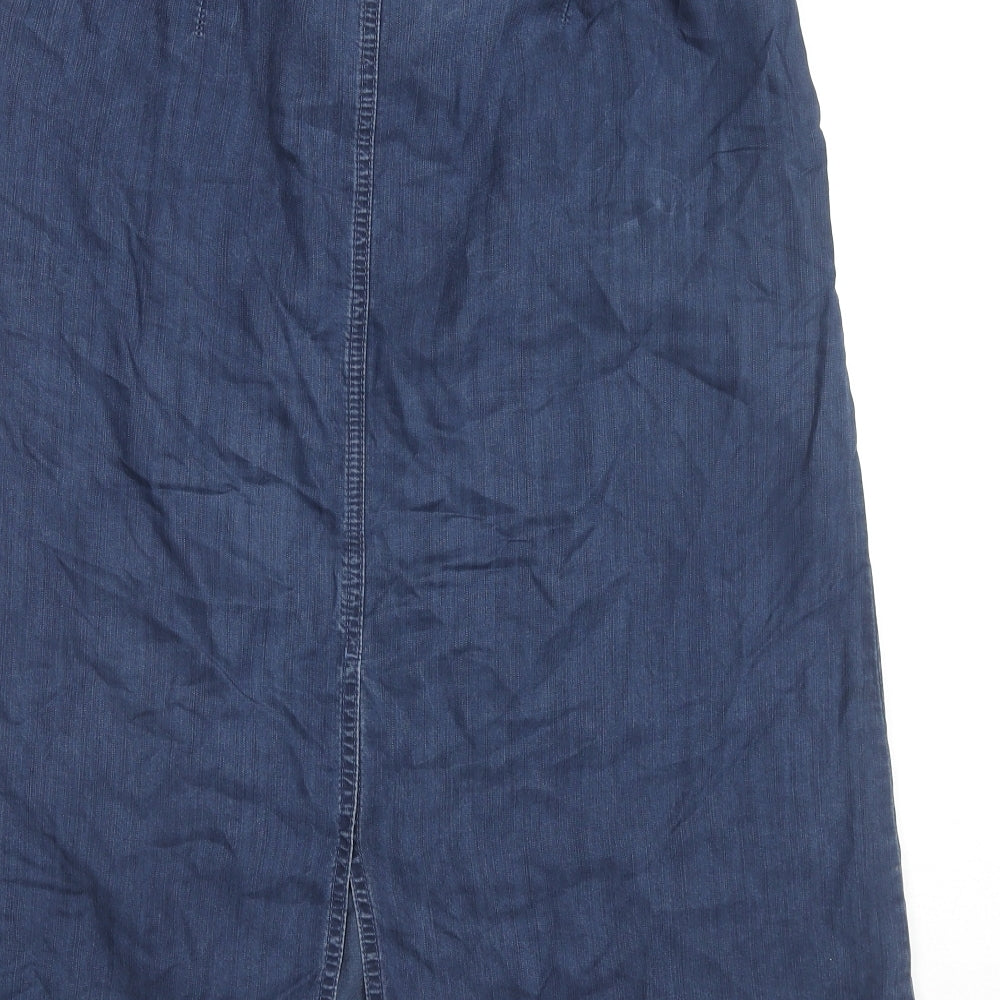 Marks and Spencer Womens Blue Lyocell A-Line Skirt Size 14 Zip