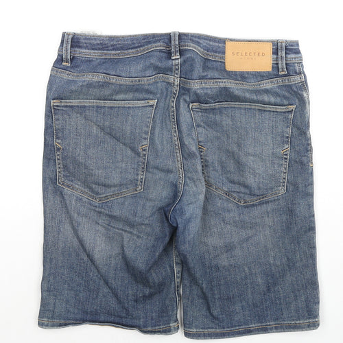 Selected Homme Mens Blue Cotton Bermuda Shorts Size M L10 in Regular Zip