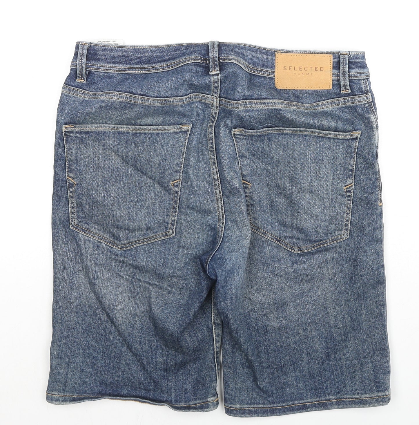 Selected Homme Mens Blue Cotton Bermuda Shorts Size M L10 in Regular Zip