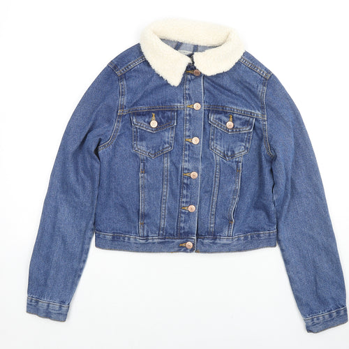 New Look Womens Blue Jacket Size S Button