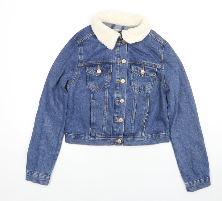 New Look Womens Blue Jacket Size S Button