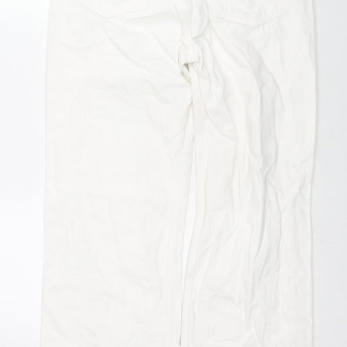 Pull&Bear Womens White Cotton Bootcut Jeans Size 12 L28 in Regular Zip