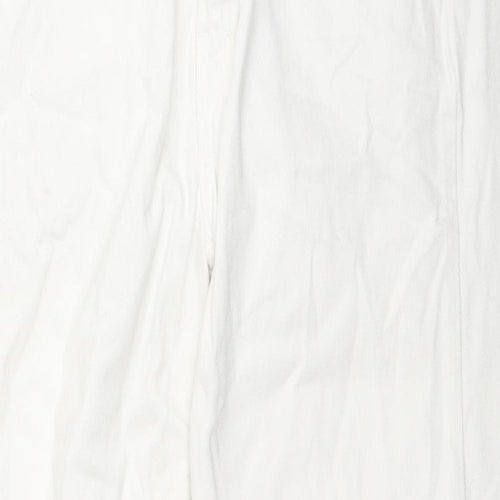 Pull&Bear Womens White Cotton Bootcut Jeans Size 12 L28 in Regular Zip