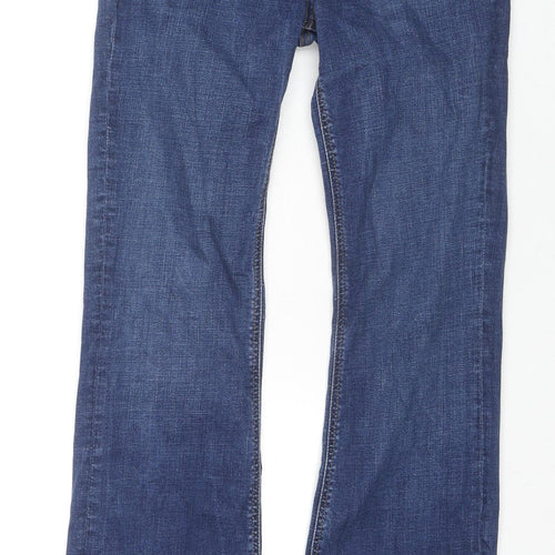 Per Una Womens Blue Cotton Flared Jeans Size 8 L28 in Regular Zip