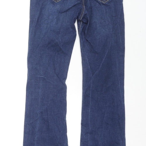 Per Una Womens Blue Cotton Flared Jeans Size 8 L28 in Regular Zip
