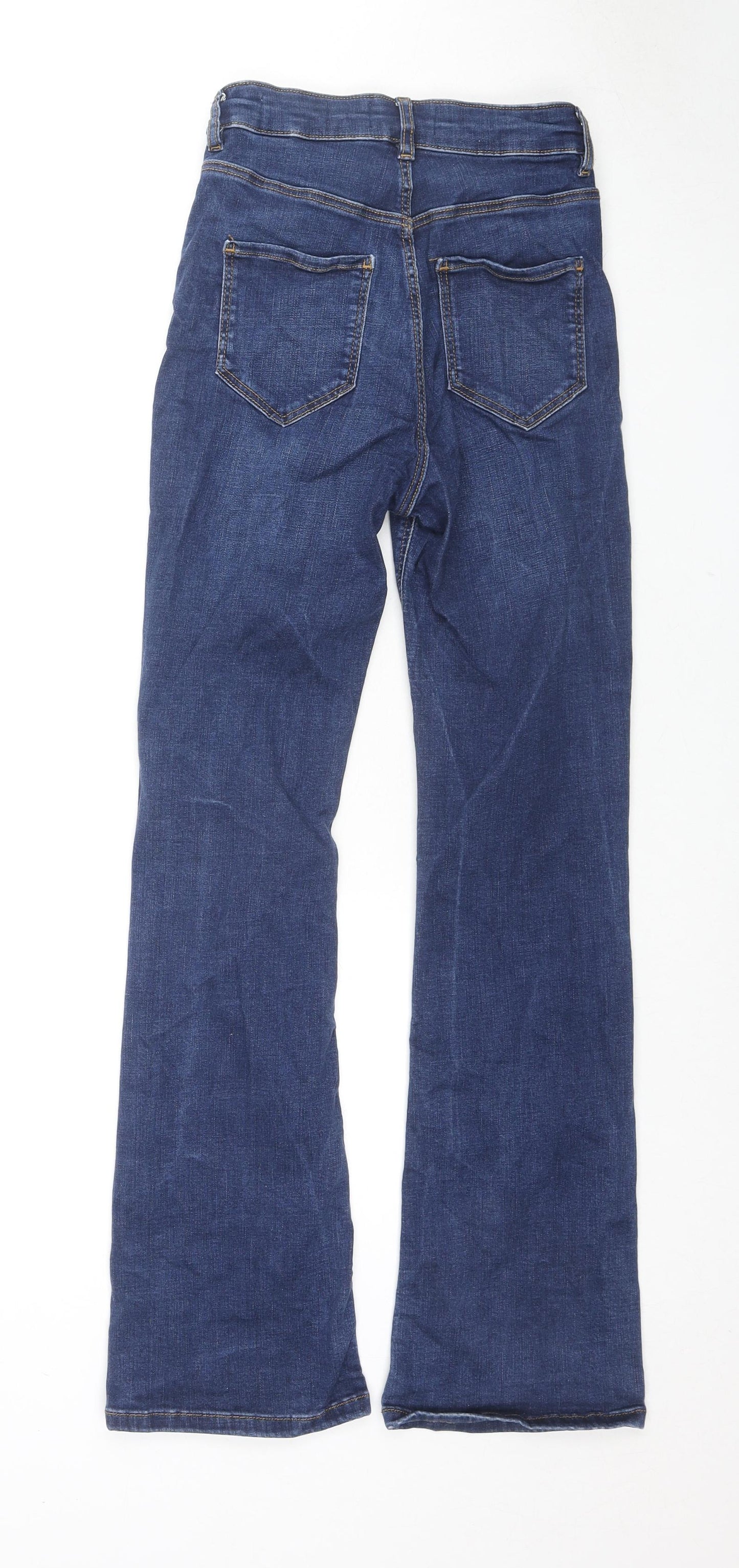 Per Una Womens Blue Cotton Flared Jeans Size 8 L28 in Regular Zip