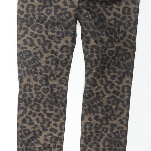 NEXT Womens Brown Animal Print Cotton Skinny Jeans Size 26 in L27 in Regular Zip - Leopard Print