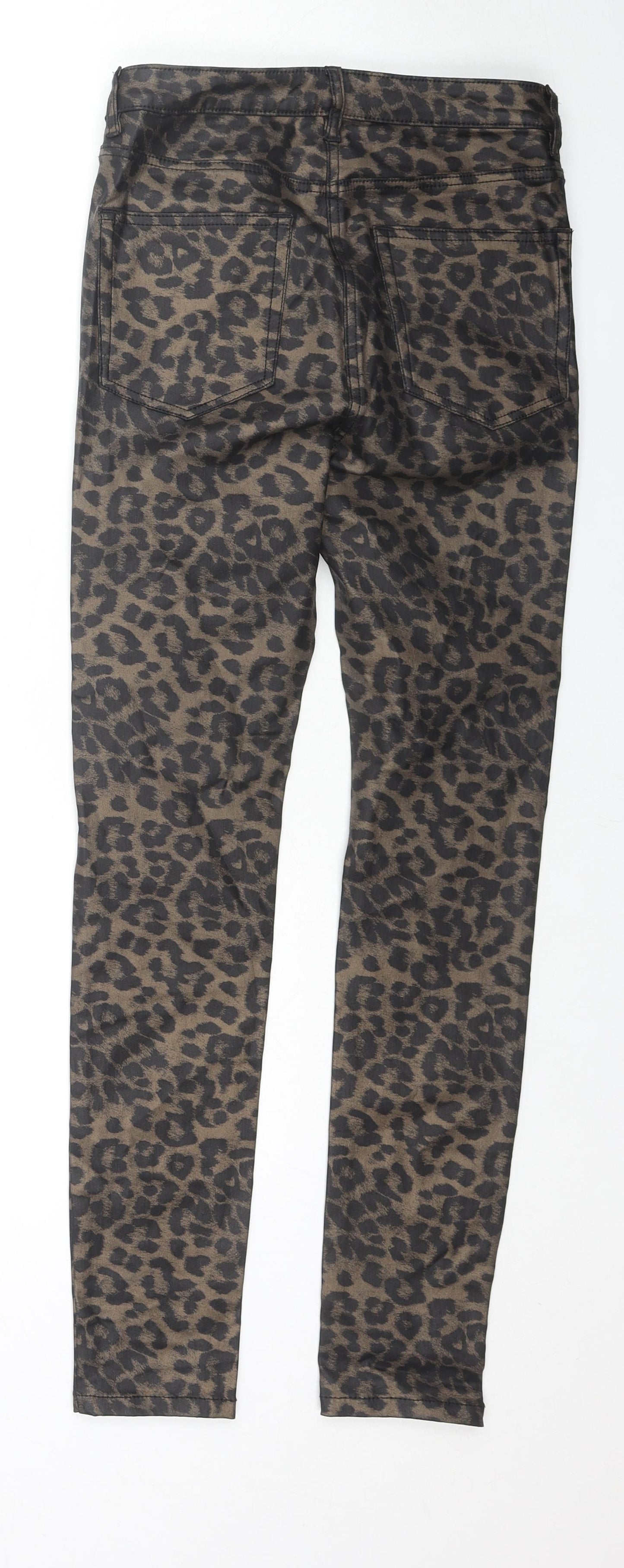 NEXT Womens Brown Animal Print Cotton Skinny Jeans Size 26 in L27 in Regular Zip - Leopard Print