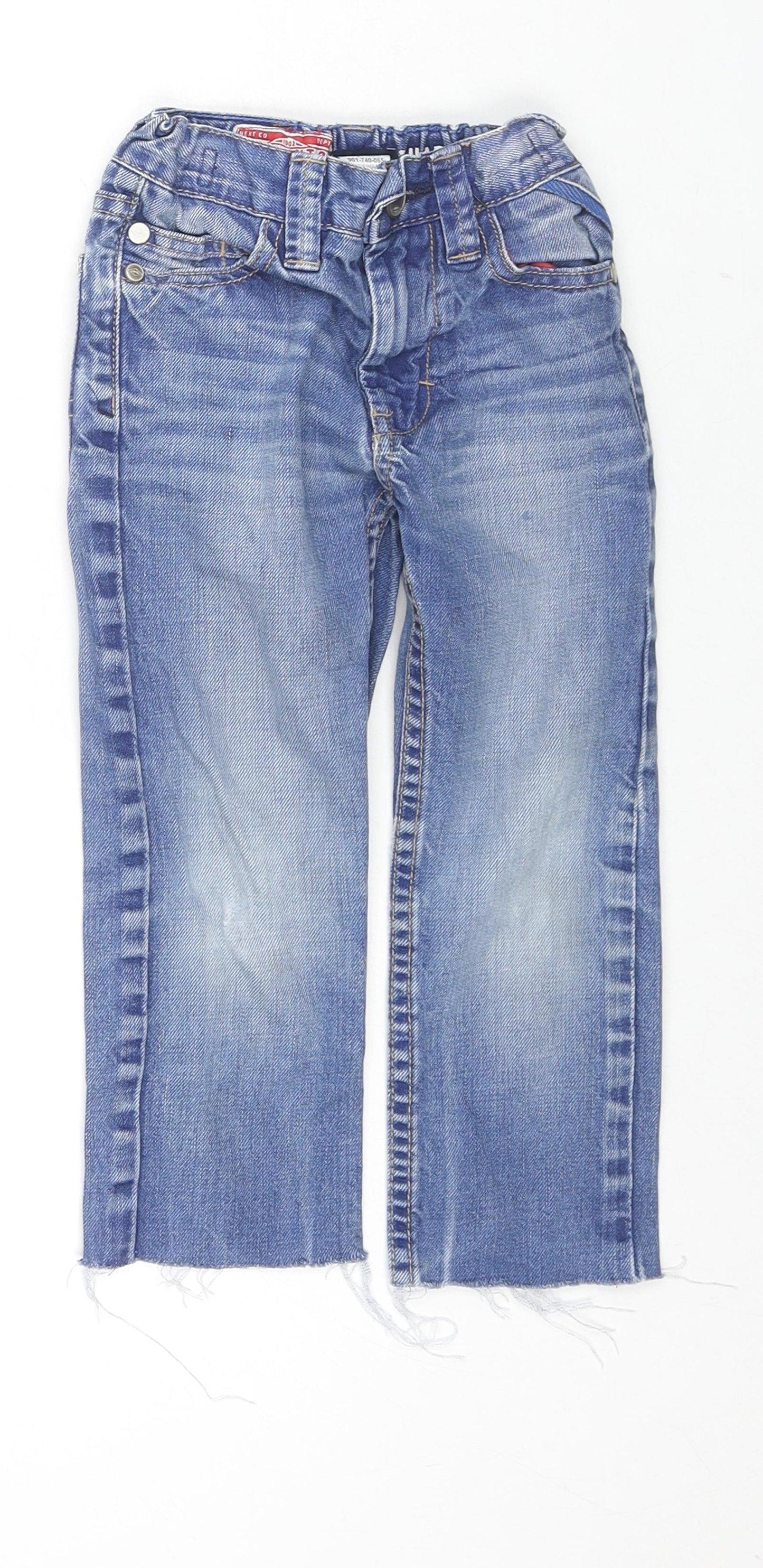 NEXT Boys Blue Cotton Skinny Jeans Size 4 Years Regular Zip