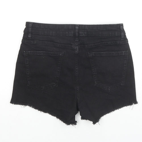 Miss Selfridge Womens Black Cotton Hot Pants Shorts Size 8 L3 in Regular Zip