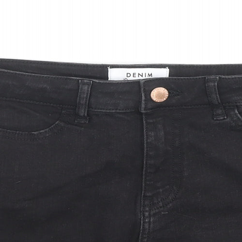 Miss Selfridge Womens Black Cotton Hot Pants Shorts Size 8 L3 in Regular Zip