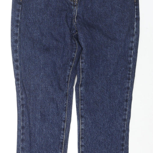 NEXT Womens Blue Cotton Mom Jeans Size 6 L23 in Regular Zip