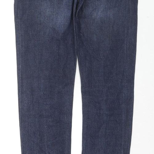 River Island Mens Blue Cotton Skinny Jeans Size 28 in L30 in Regular Button