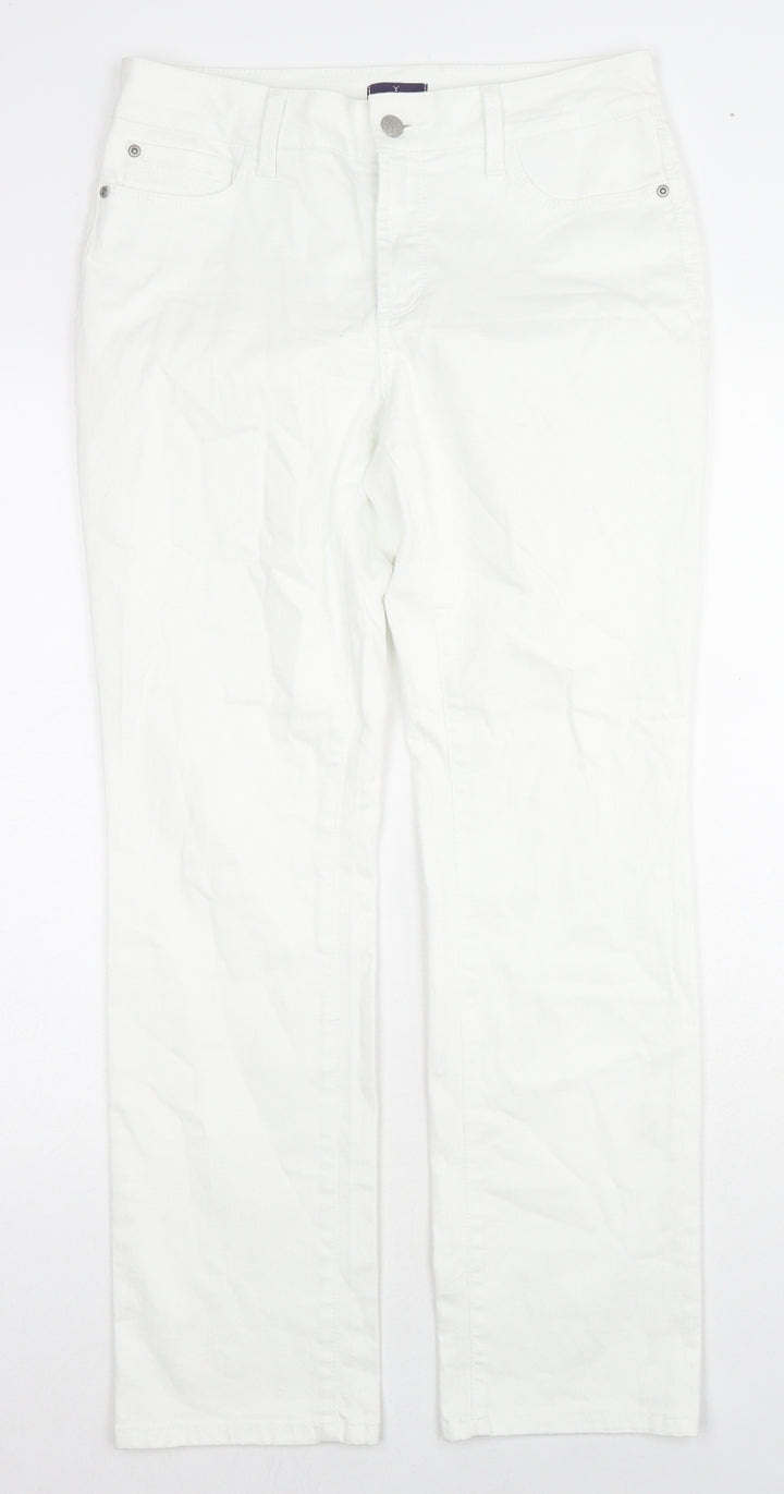NDYJ Womens White Cotton Skinny Jeans Size 12 L30 in Regular Zip