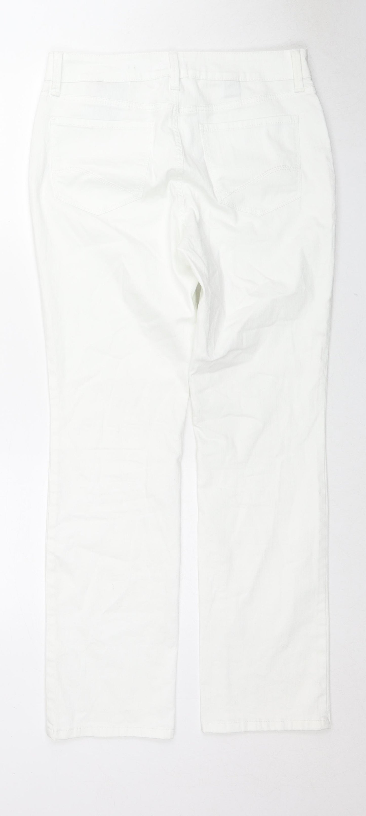 NDYJ Womens White Cotton Skinny Jeans Size 12 L30 in Regular Zip
