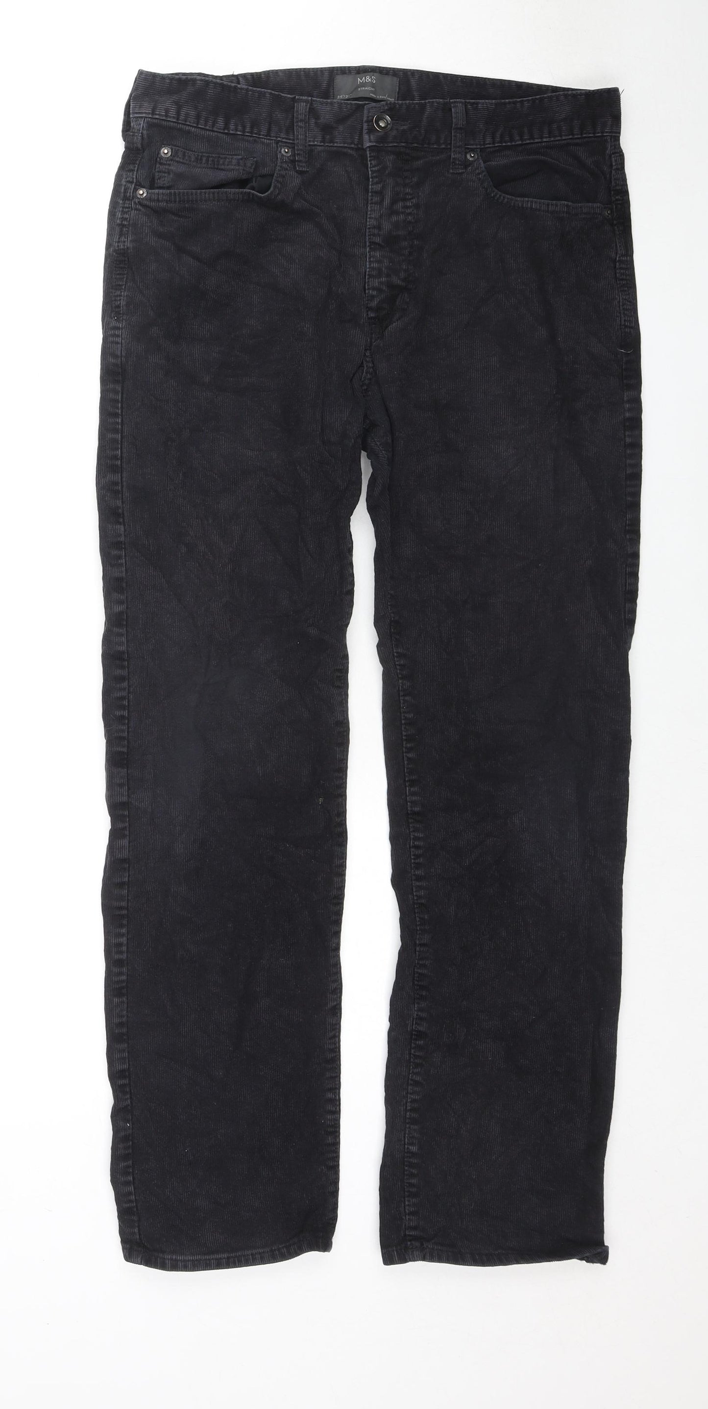 Marks and Spencer Mens Black Cotton Snow Pants Trousers Size 34 in L31 in Regular Zip