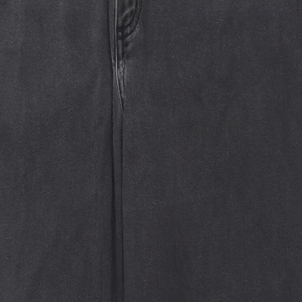 Marks and Spencer Womens Black Cotton Straight Jeans Size 16 L28 in Regular Zip