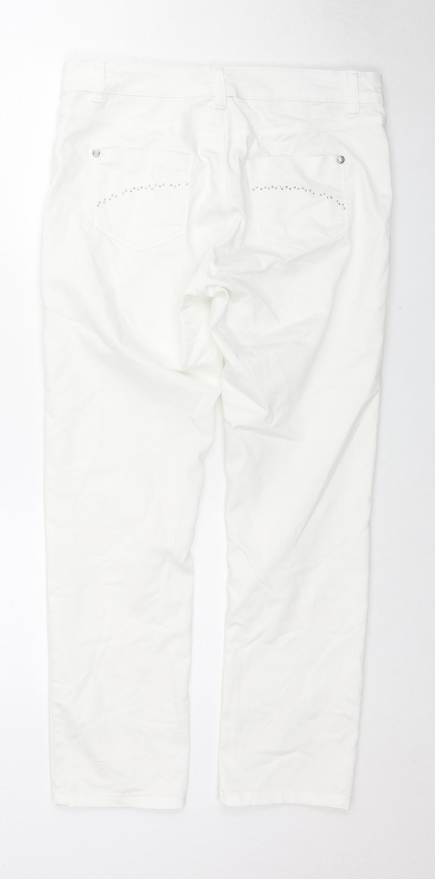Woolworths Womens White Cotton Straight Jeans Size 36 in L27 in Regular Zip