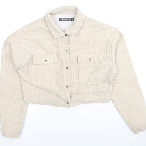 Missguided Womens Beige Jacket Size 6 Button