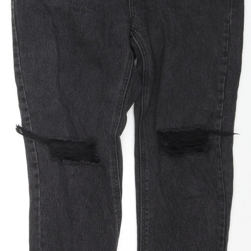 Pull&Bear Womens Black Cotton Straight Jeans Size 12 L27 in Regular Zip