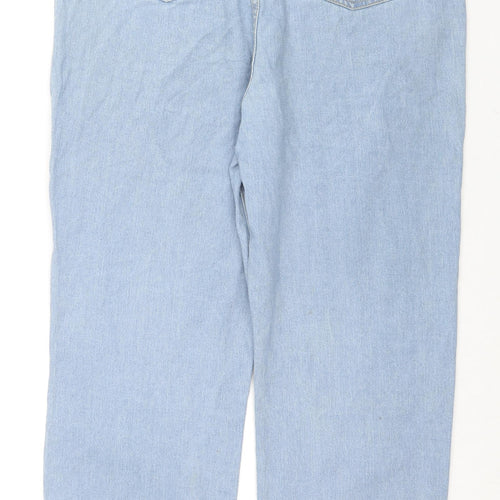 Boohoo Womens Blue Cotton Straight Jeans Size 16 L28 in Regular Zip