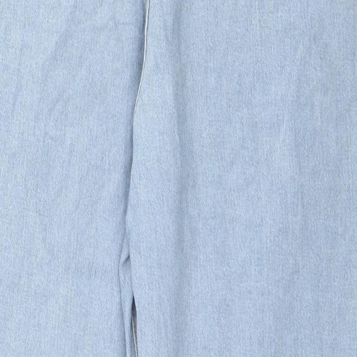 Boohoo Womens Blue Cotton Straight Jeans Size 16 L28 in Regular Zip