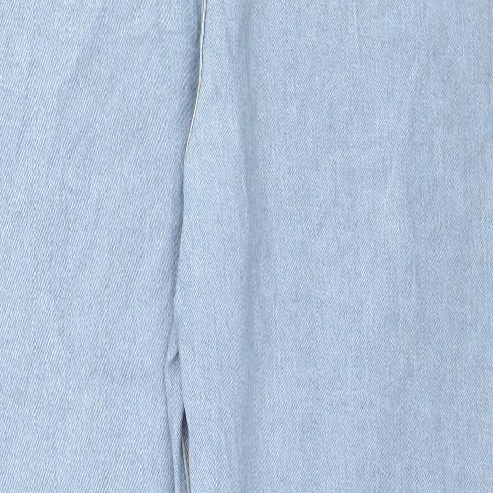 Boohoo Womens Blue Cotton Straight Jeans Size 16 L28 in Regular Zip