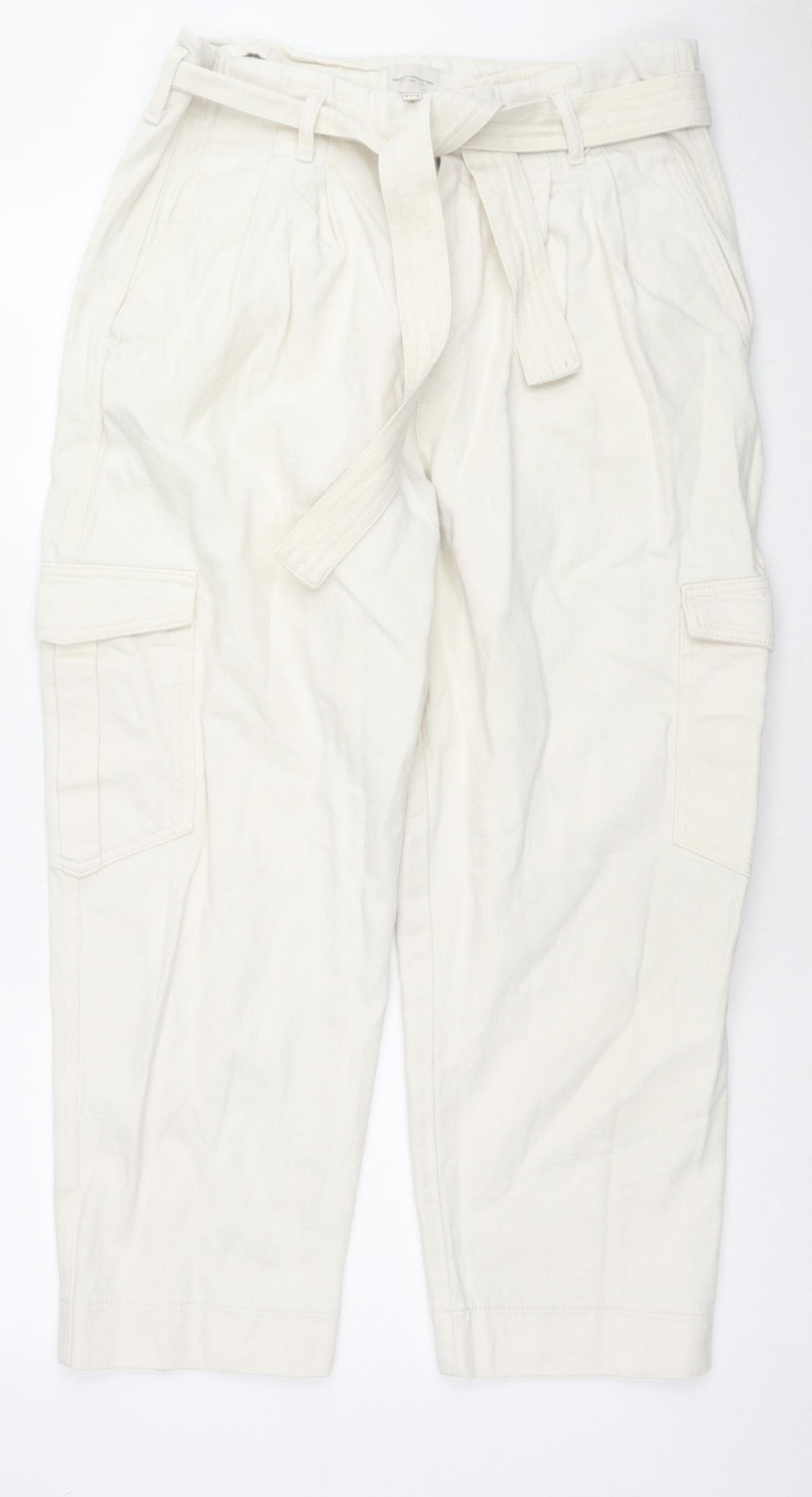 French Connection Womens Ivory Cotton Straight Jeans Size 14 L24 in Regular Zip - Cargo Style
