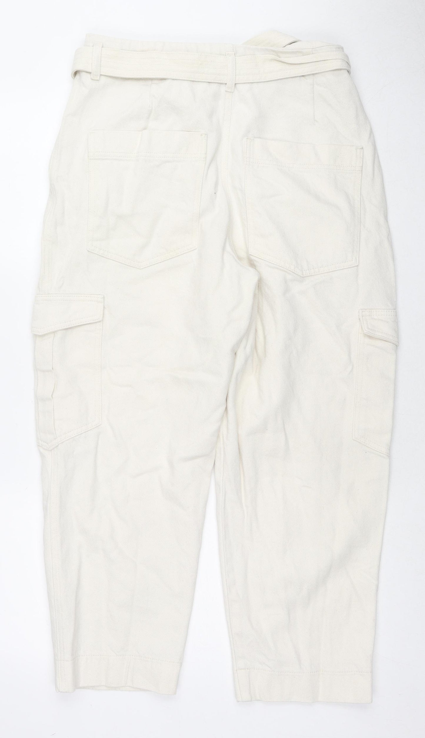 French Connection Womens Ivory Cotton Straight Jeans Size 14 L24 in Regular Zip - Cargo Style