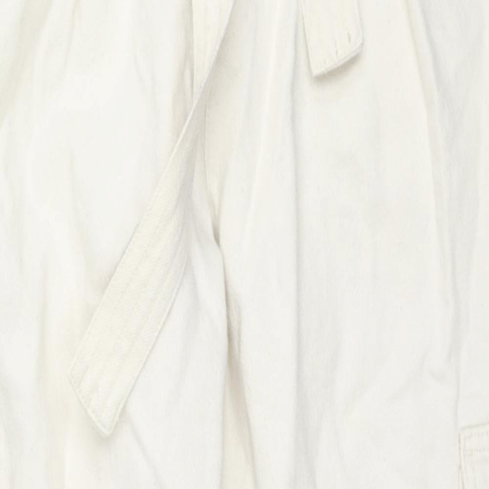 French Connection Womens Ivory Cotton Straight Jeans Size 14 L24 in Regular Zip - Cargo Style