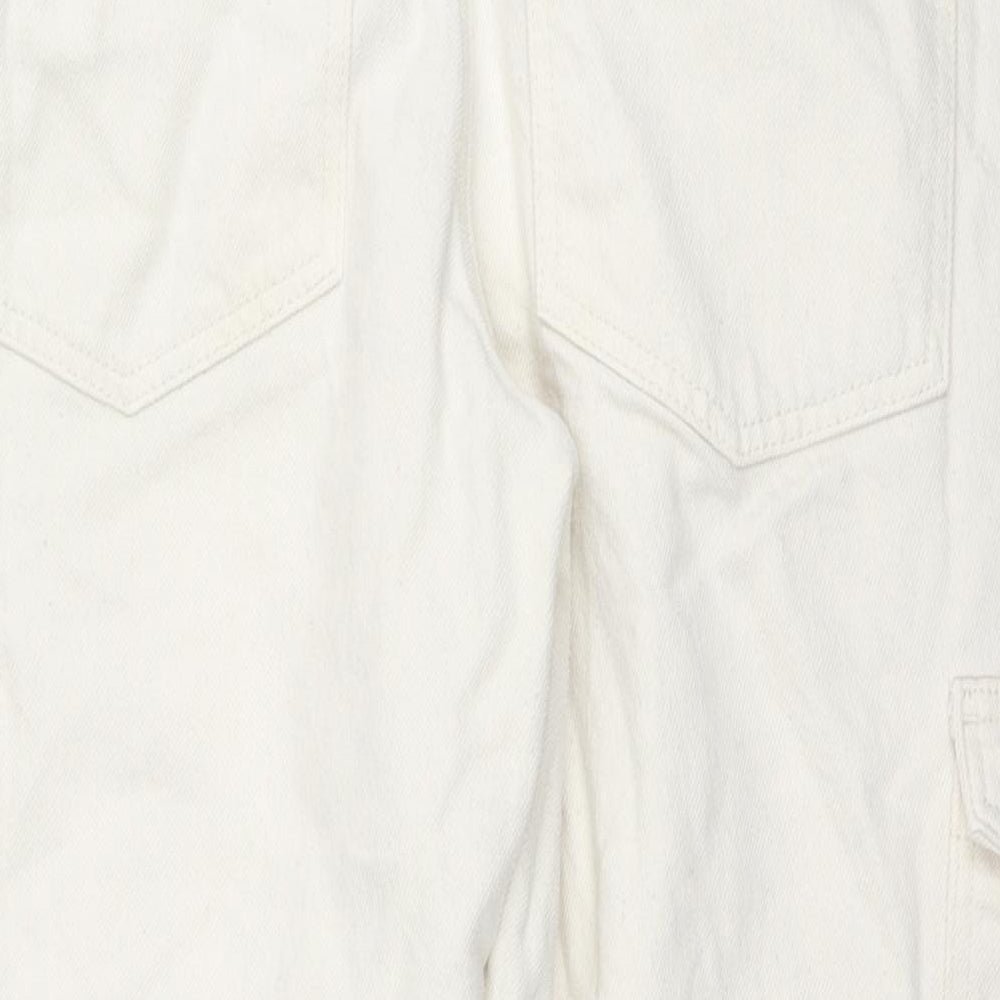 French Connection Womens Ivory Cotton Straight Jeans Size 14 L24 in Regular Zip - Cargo Style