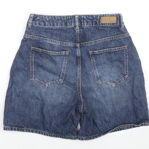 Fat Face Womens Blue Cotton Boyfriend Shorts Size 8 L6 in Regular Zip